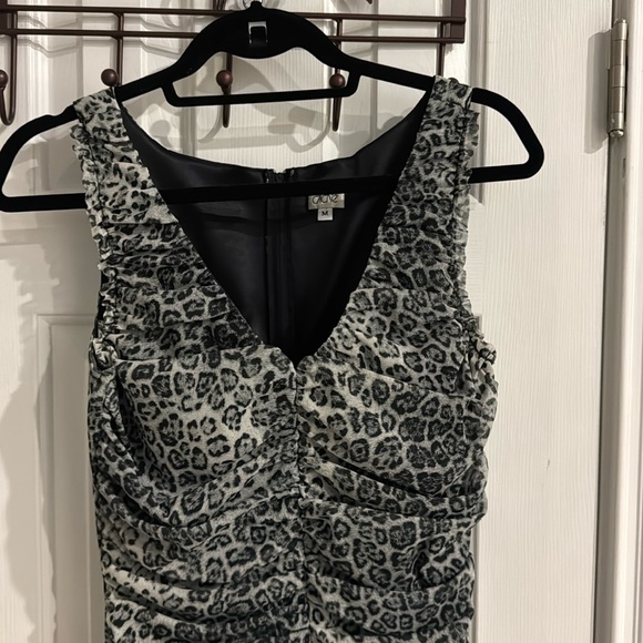 Caché Vintage Gray & Black Mesh Leopard Print Dress - Picture 3 of 11